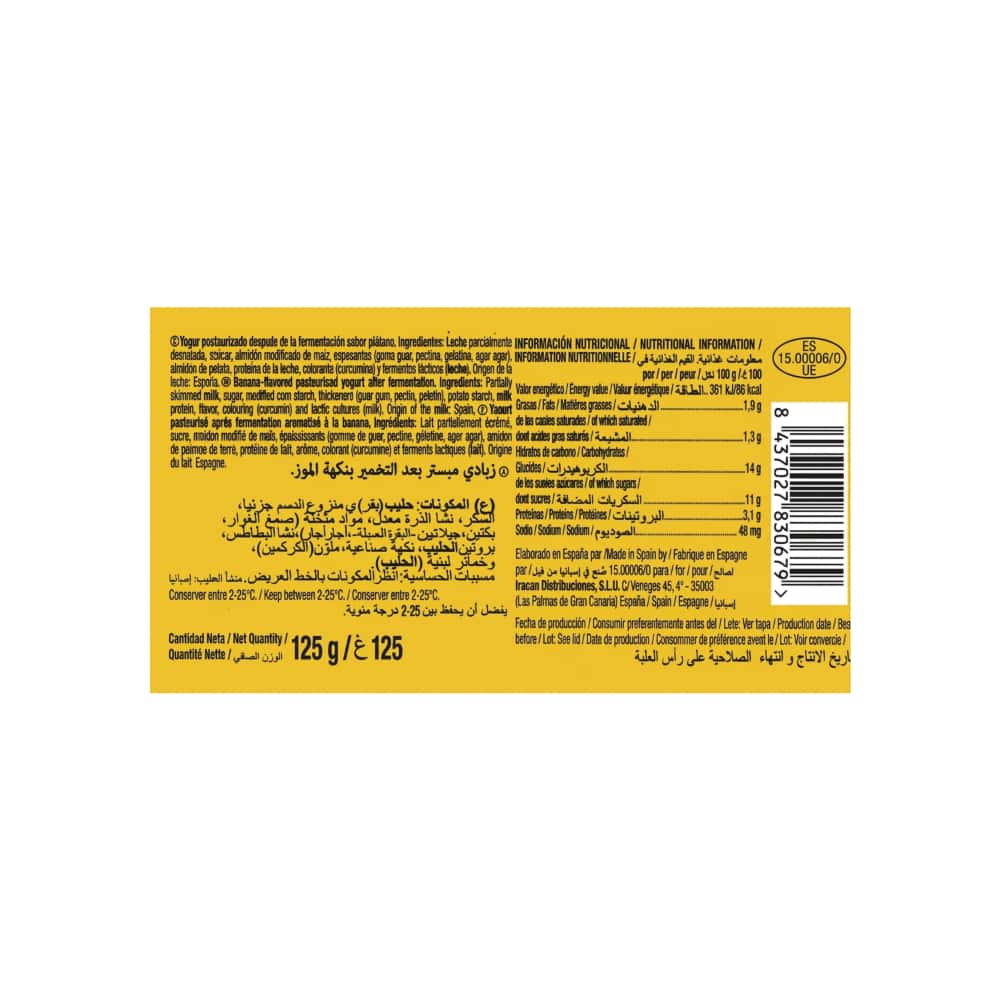 Yogurt pasteurizado sabor plátano Naya (4 x 125 g / 4.41 oz) - Miniatura 2