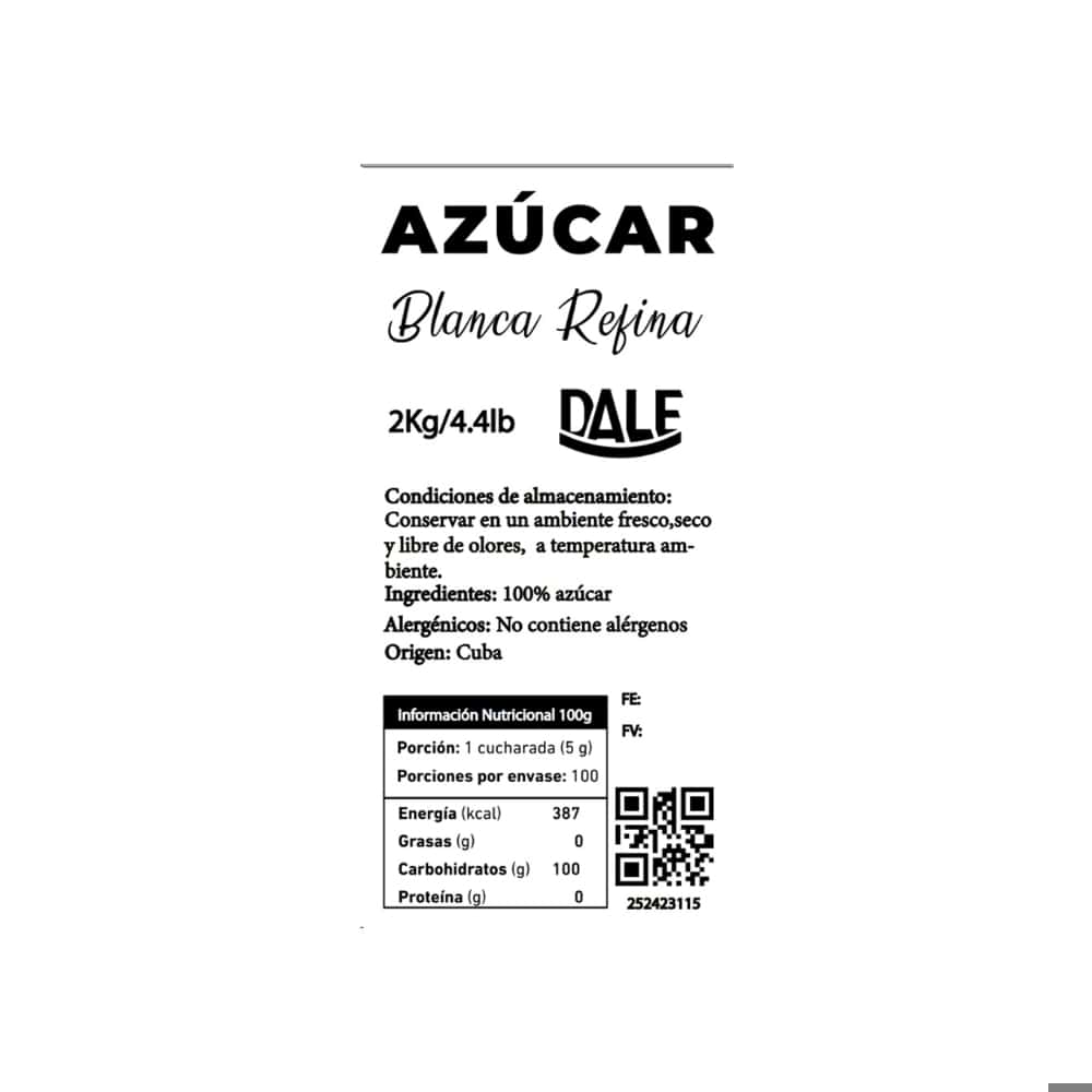 Azúcar blanca refina Dale (2 kg / 4.4 lb) - Miniatura 3