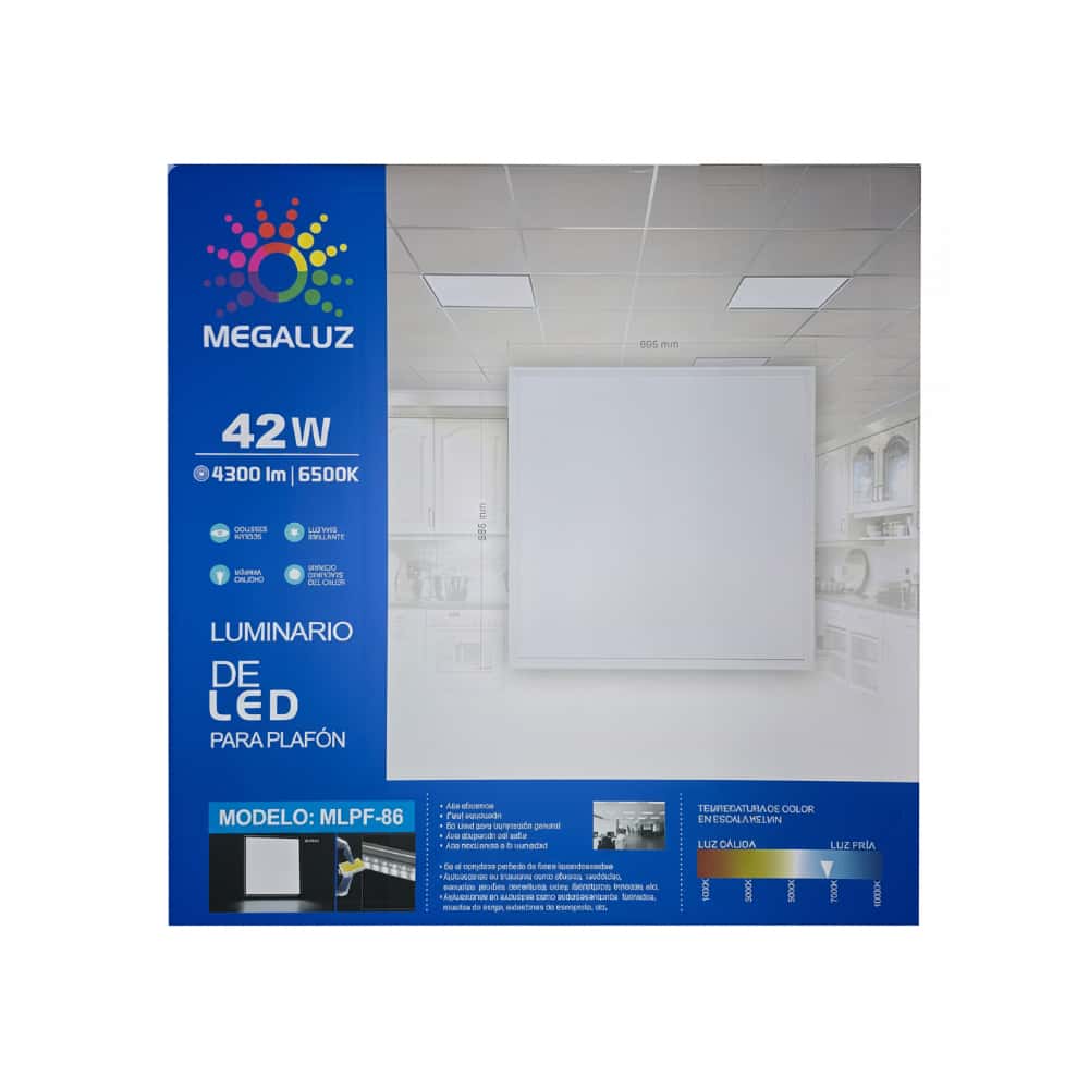 Lampara plafón cuadrado de techo led 42 W Megaluz - Miniatura 2