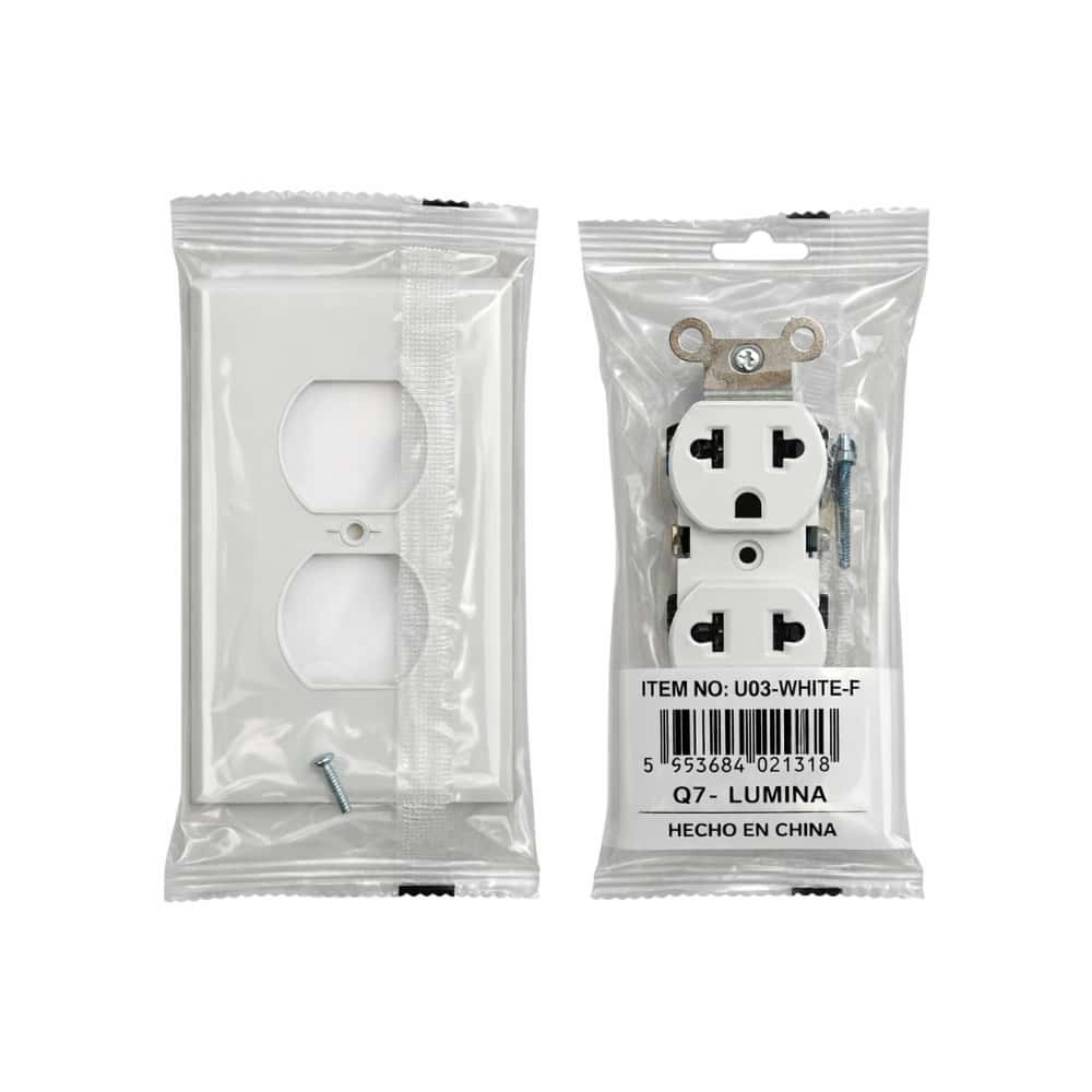 Tomacorriente doble con tapa blanca - 15 A y 125 V - Q7-Lumina - Miniatura 3
