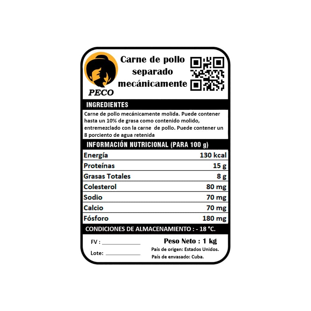 Carne de pollo separado mecánicamente Peco (1 kg / 2.2 lb) - Miniatura 3