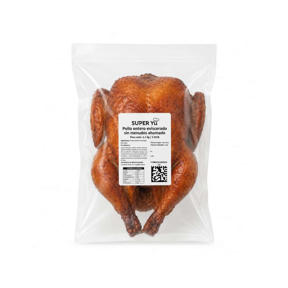 Pollo entero eviscerado sin menudos ahumados Super YU (1.1 kg / 2.42 lb) - Miniatura 4