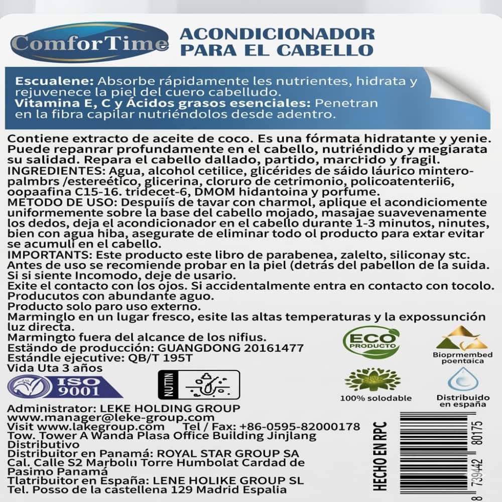Acondicionador para el cabello 100% natural Comfortime (500 ml) - Miniatura 3