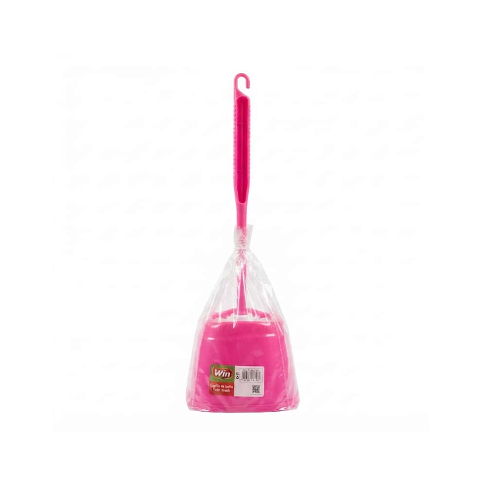 Escobilla de baño de plástico rosa con mango y soporte Win (1 U) - Miniatura 1