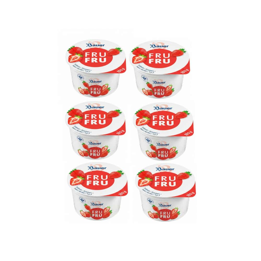 Yogur sabor fresa Bauer Fru Fru (6 x 100g / 3.53oz) - Miniatura 1