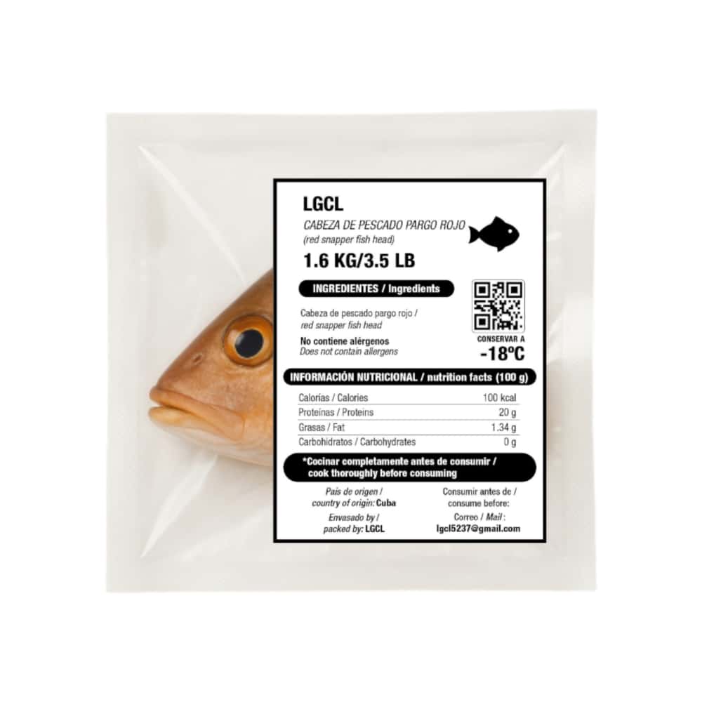 Cabeza de pescado pargo rojo LGCL (1.6 kg / 3.5 lb) - Miniatura 2