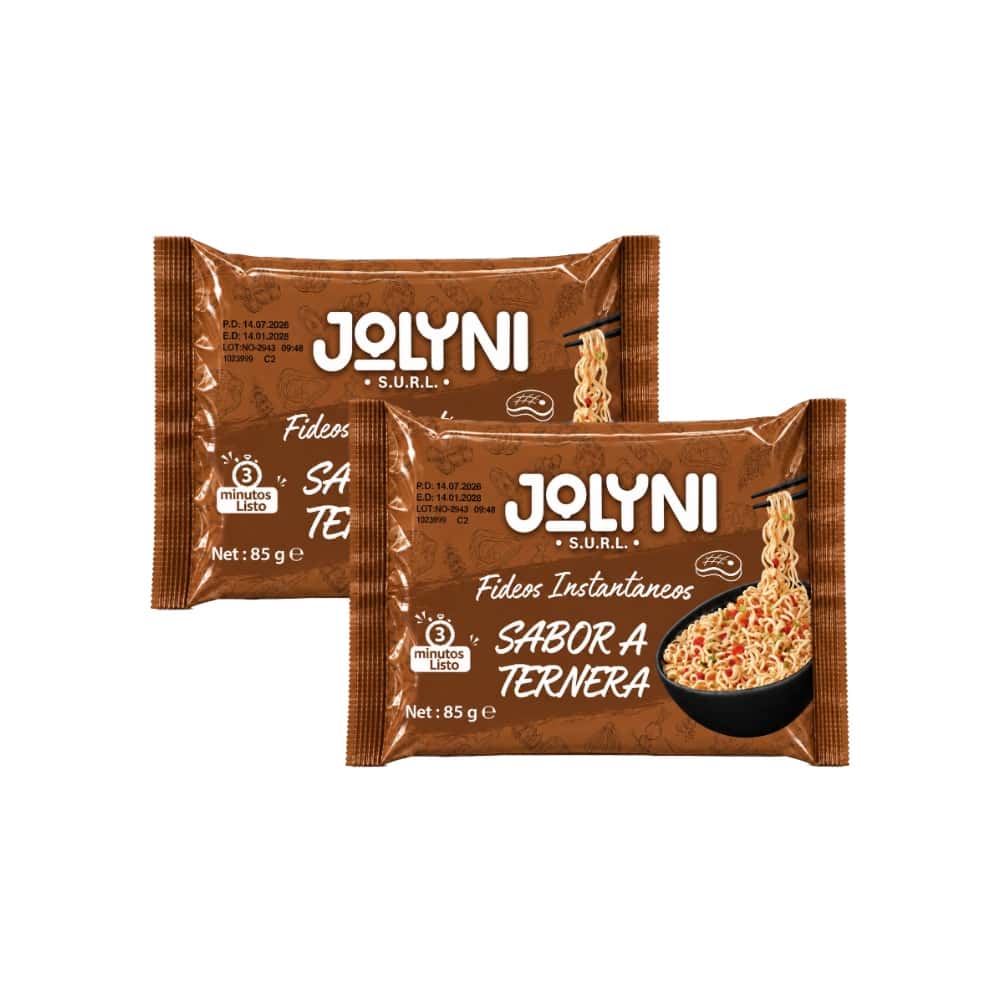 Sopa de fideos instantáneos sabor ternera Jolyni (2 x 85 g / 3 oz) - Miniatura 1