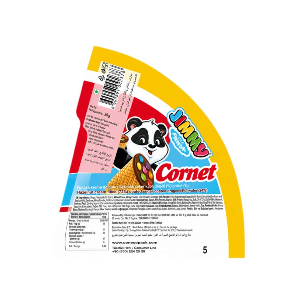 Cono tipo barquillo con relleno de avellana y grajeas Jimmy Panda (25 g) - Miniatura 2
