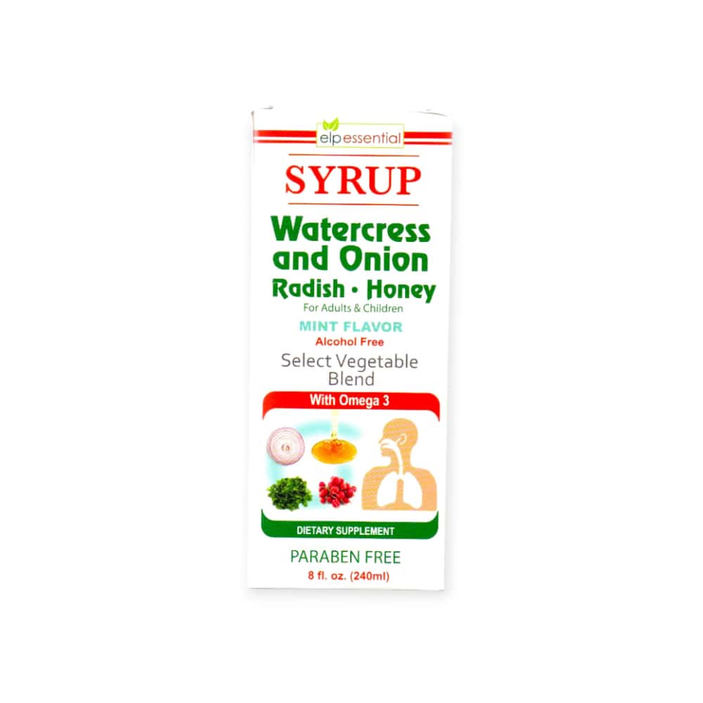 Jarabe de berro, cebolla, rábano y miel con Omega 3. Sabor a menta ELP Essential (240 ml / 8 fl. oz) - Miniatura 2