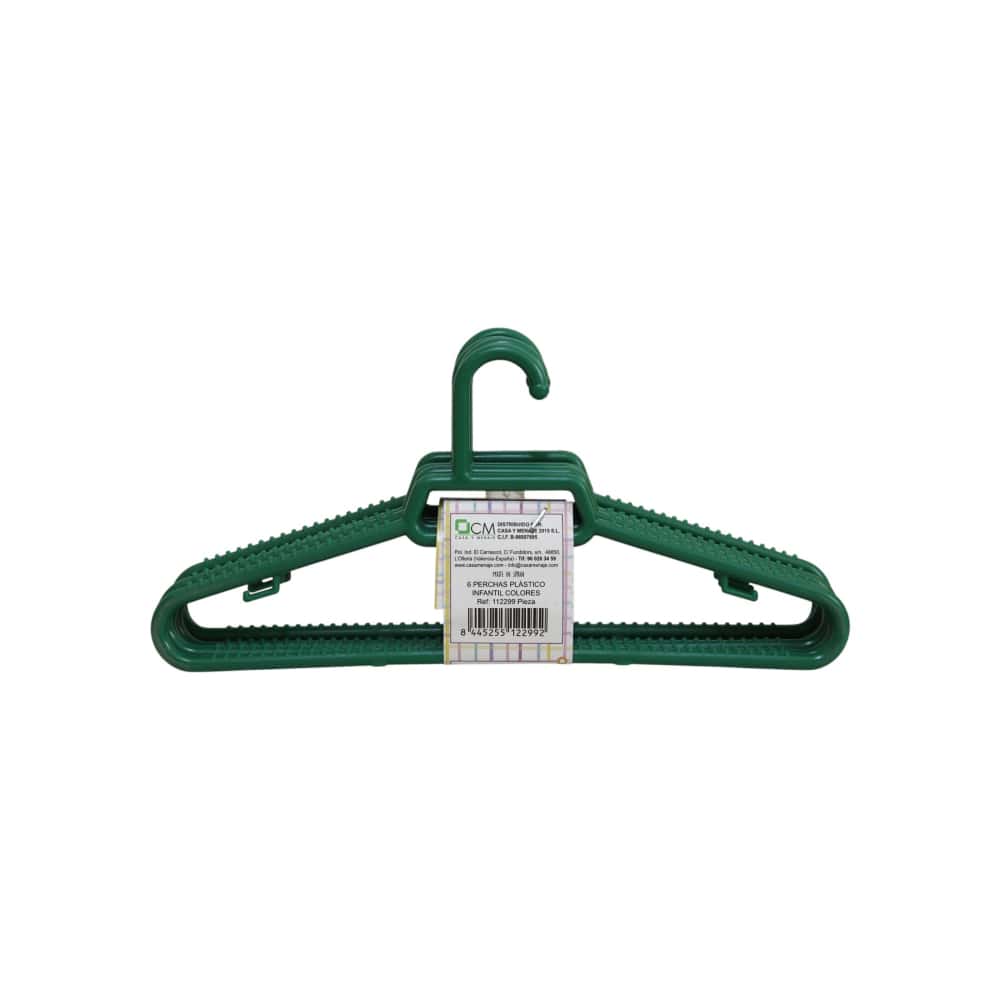 Perchas de plástico infantiles color verde Casa y Menaje (6 U) - Miniatura 4