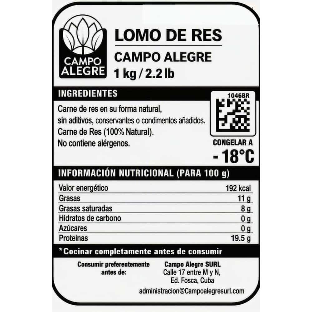 Lomo de res Campo Alegre (1 kg / 2.2 lb) - Miniatura 2