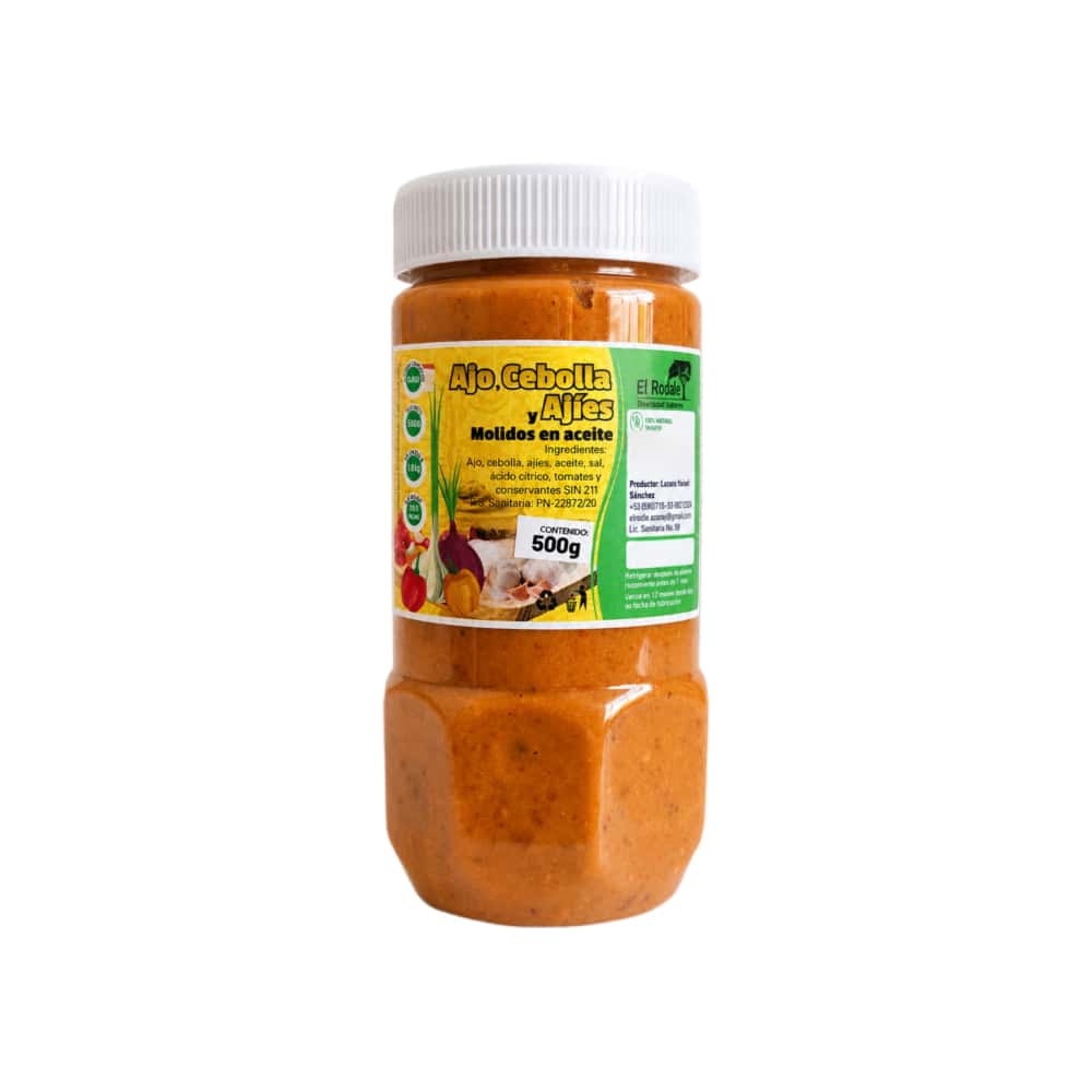 Ajo, cebolla y ajíes molidos en aceite El Roble (500 g / 1.1 lb) - Miniatura 1