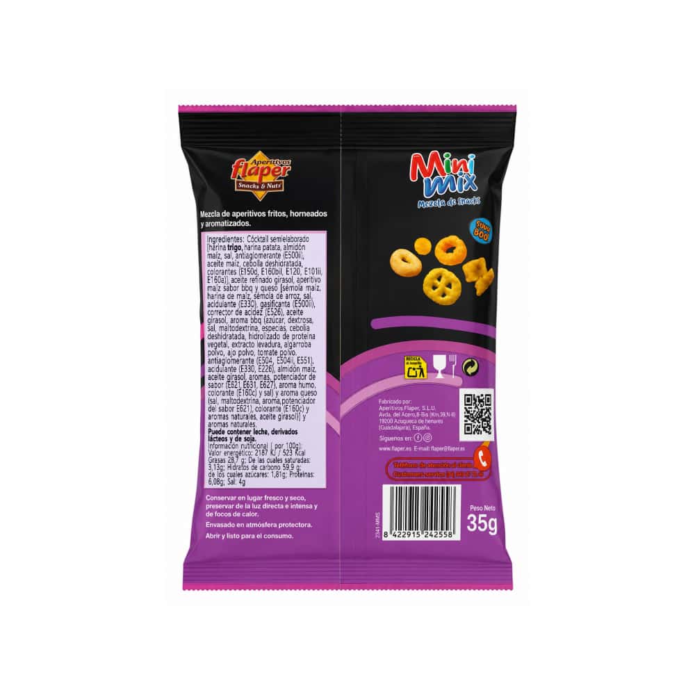 Mezcla de aperitivos fritos, horneados y aromatizados sabor BBQ dulce Flaper Mini Mix (35 g / 1.23 oz) - Miniatura 3