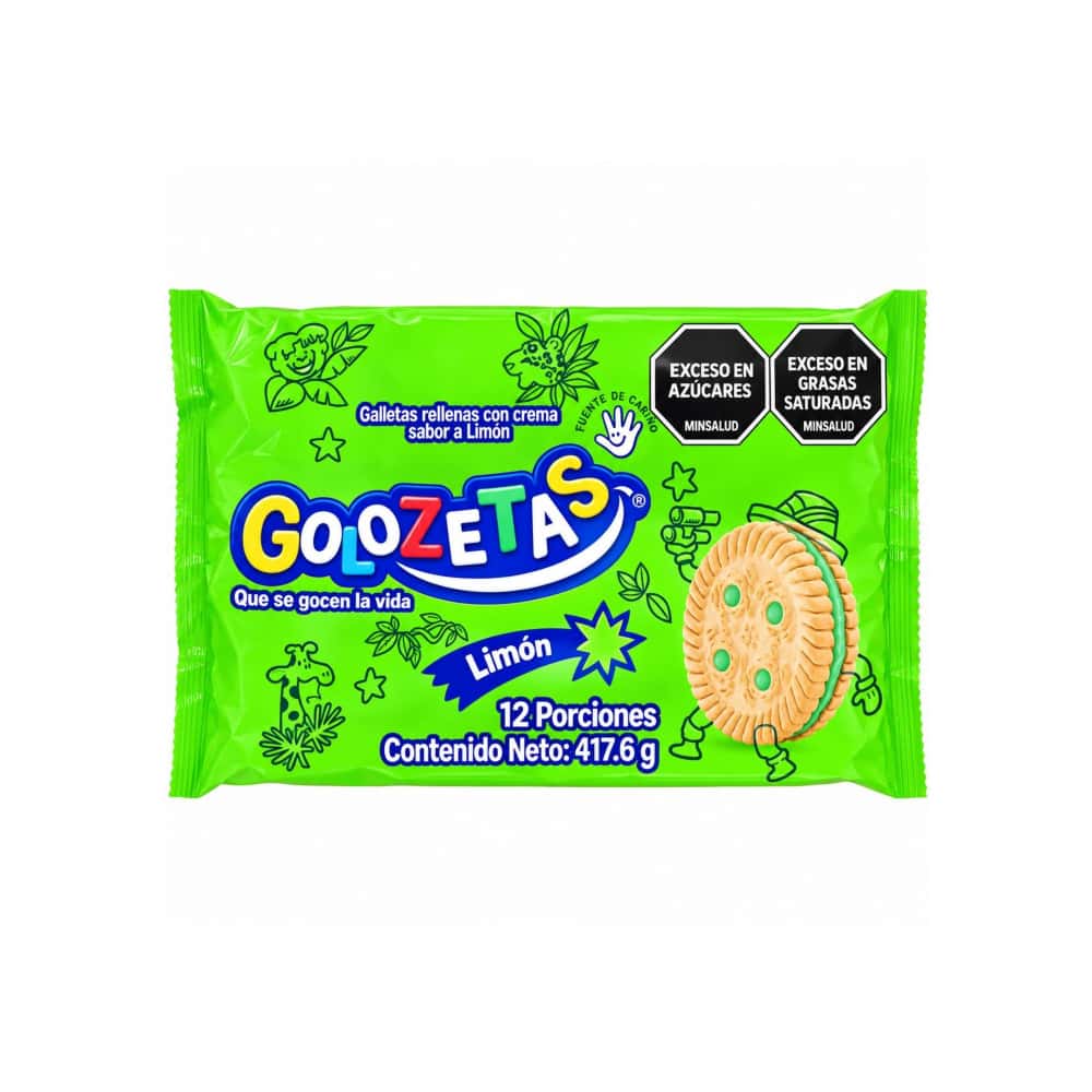 Paquete de galletas rellenas con crema sabor a limón Golozetas (417.6 g / 14.73 oz) - Miniatura 1