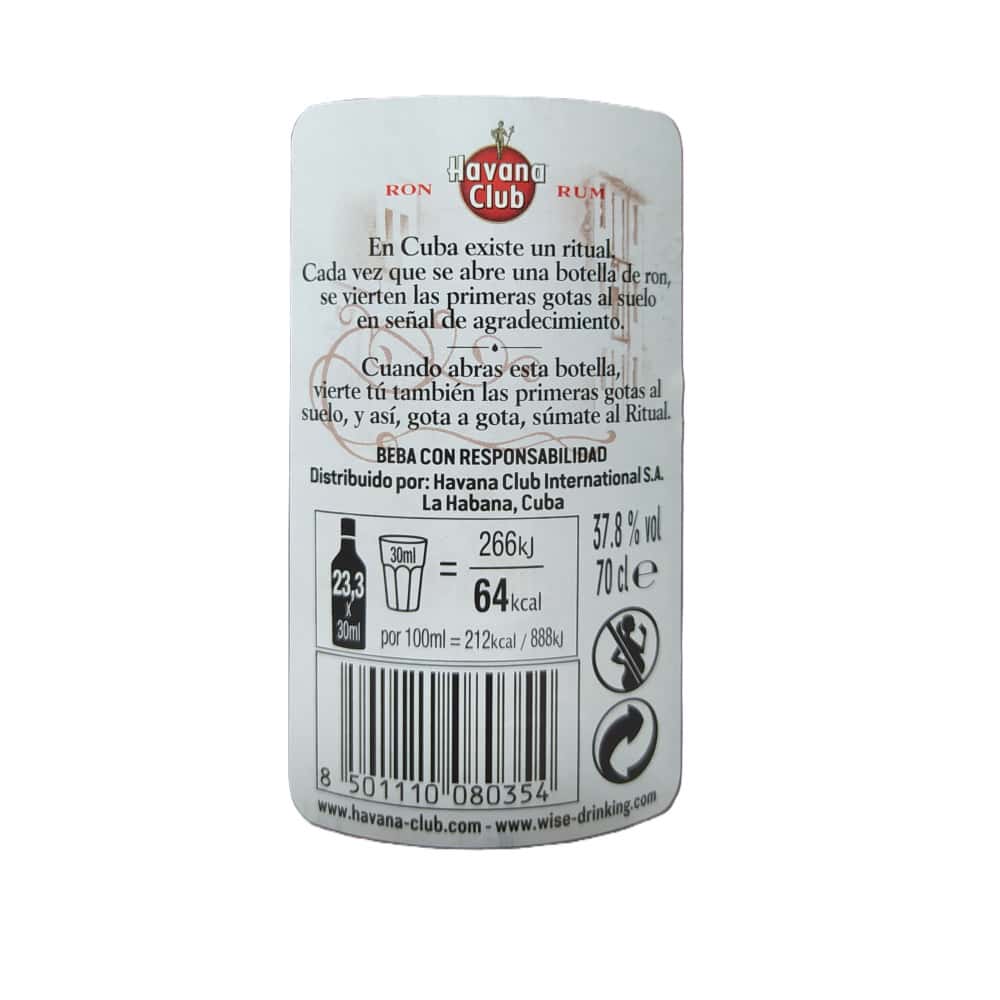 Ron ritual cubano 37.8 vol Havana Club (700 ml) - Miniatura 3
