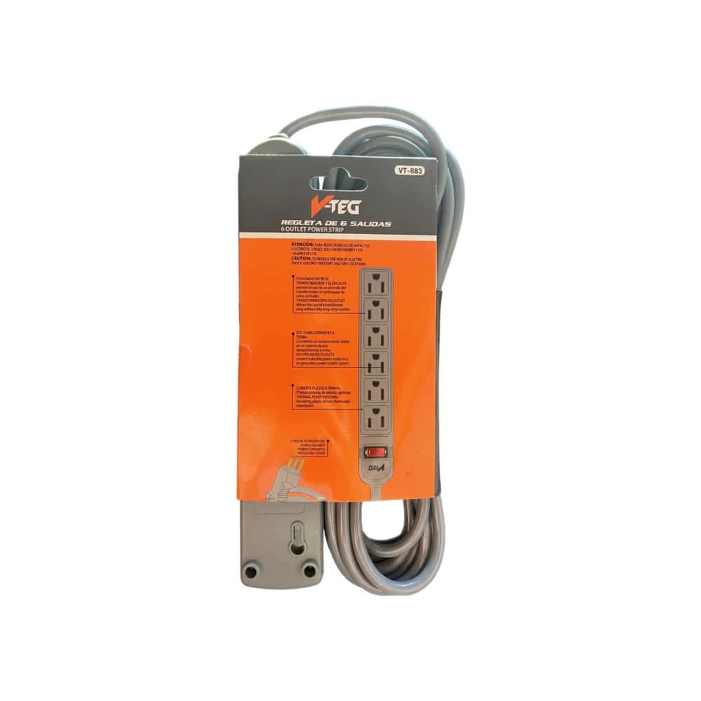Extensión con sistema de 6 tomas y cable de 5 m V-TEG - Miniatura 2
