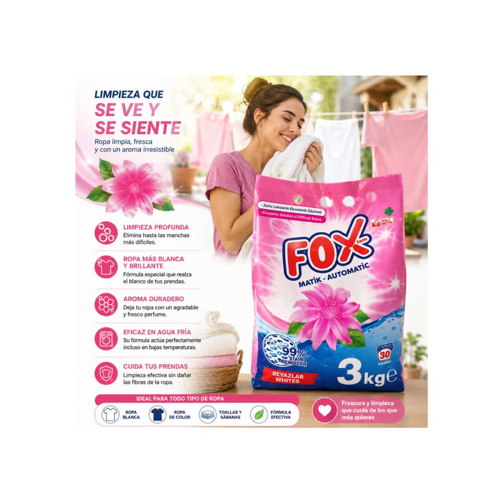 Detergente en polvo Fox (3 kg / 6.61 lb) - Miniatura 4