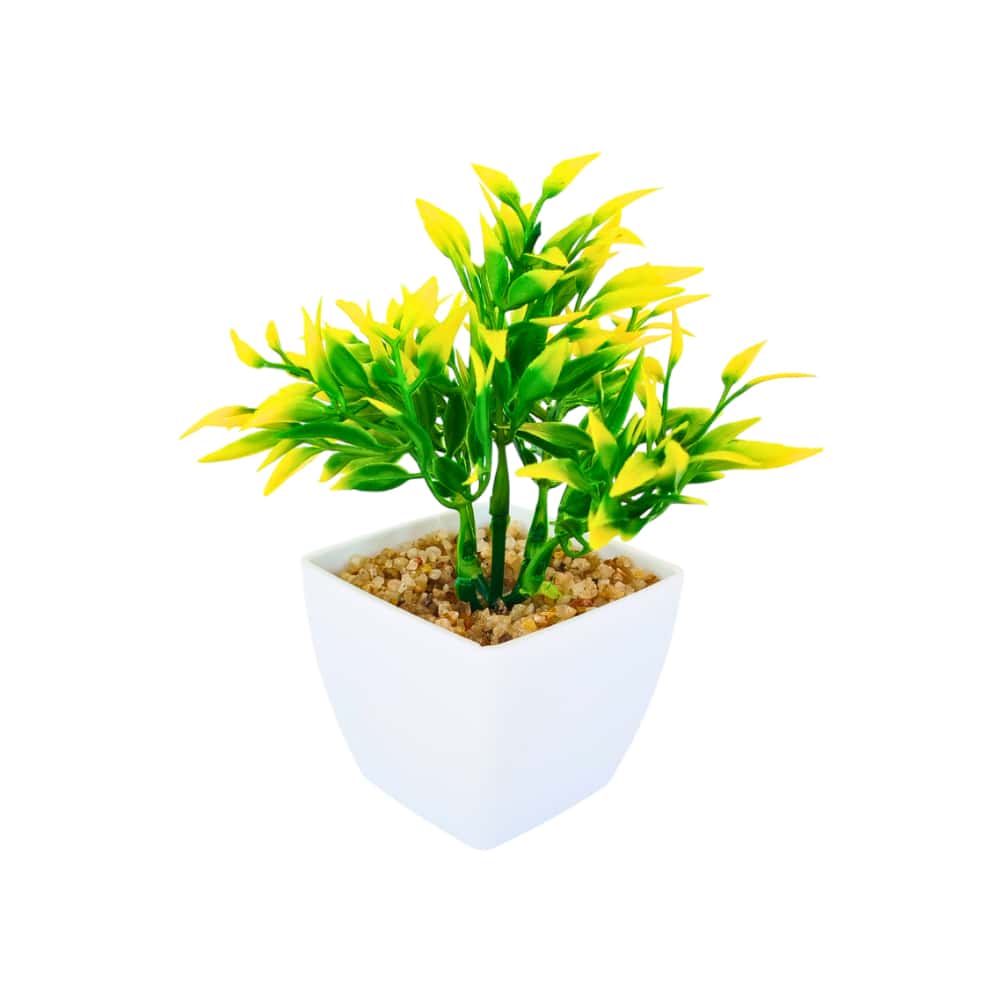 Maceta con plantas artificial verde y amarillo Tiara - Miniatura 4