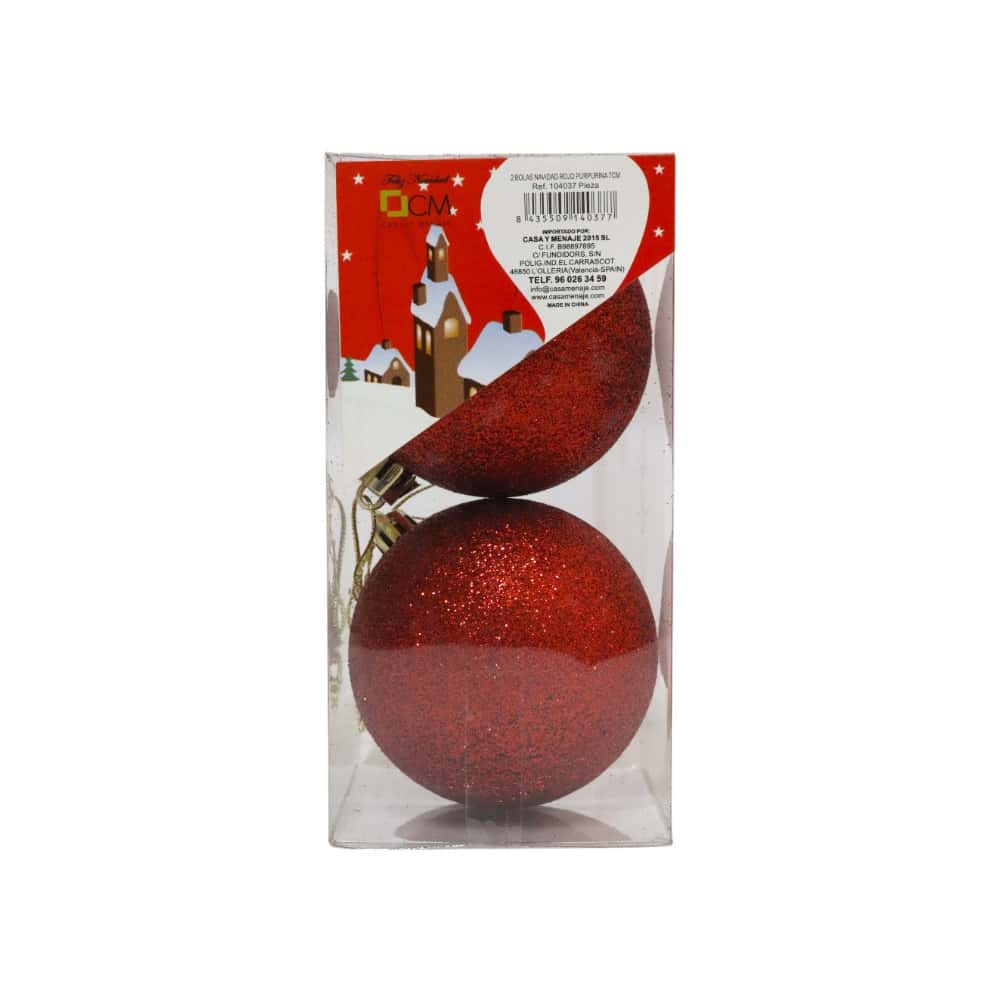 Bolas de navidad color rojo purpurina Casa y Menaje (2 U) - Miniatura 4