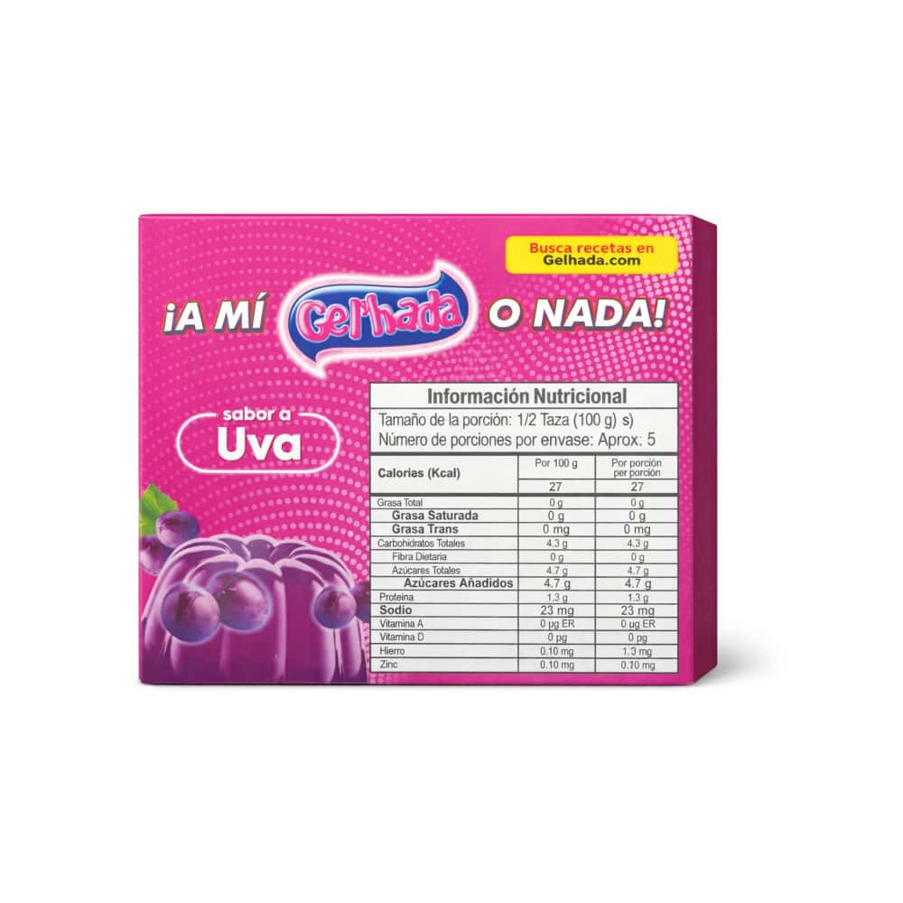 Gelatina sabor uva Gel´hada (35 g / 1.23 oz) - Miniatura 2