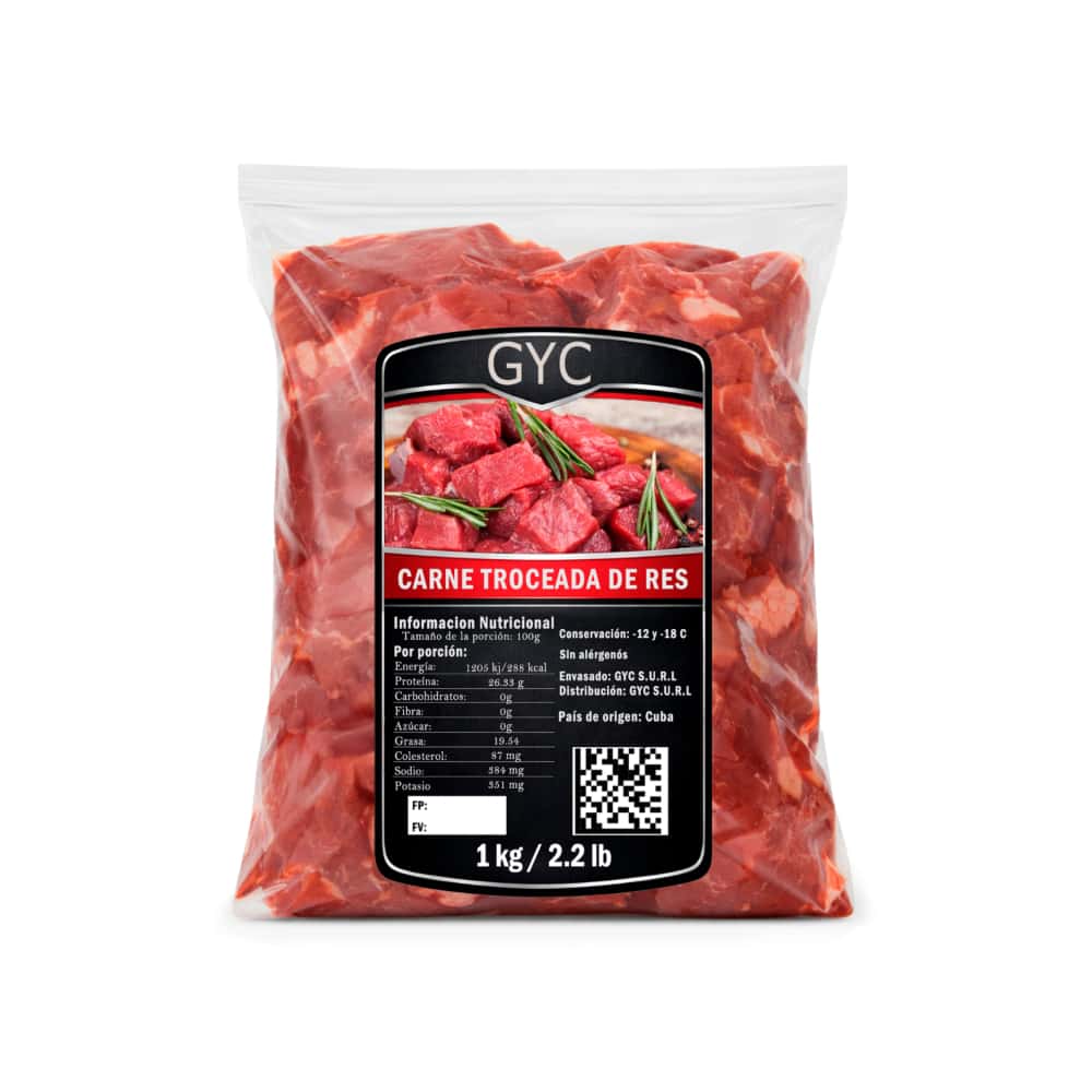 Carne troceada de res GYC (1 kg / 2.2 lb) - Miniatura 1