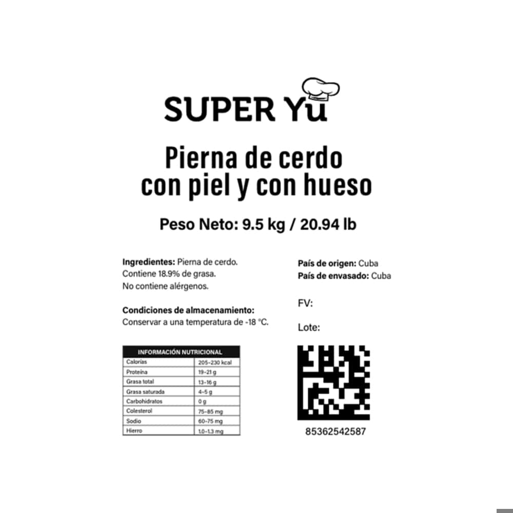 Pierna de cerdo con piel y hueso Super Yu (9.5 kg / 20.94 lb) - Miniatura 3