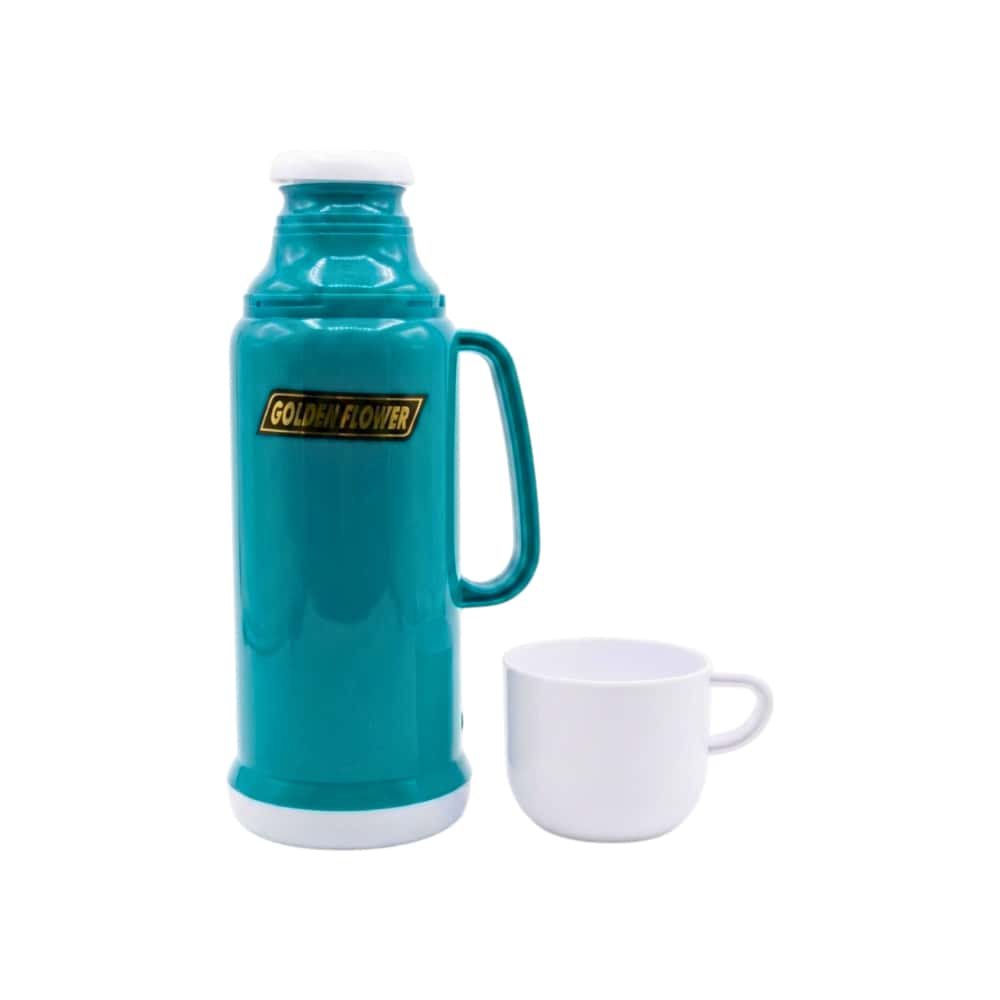 Termo plástico verde y blanco Golden Flower (0.45 L) - Miniatura 2