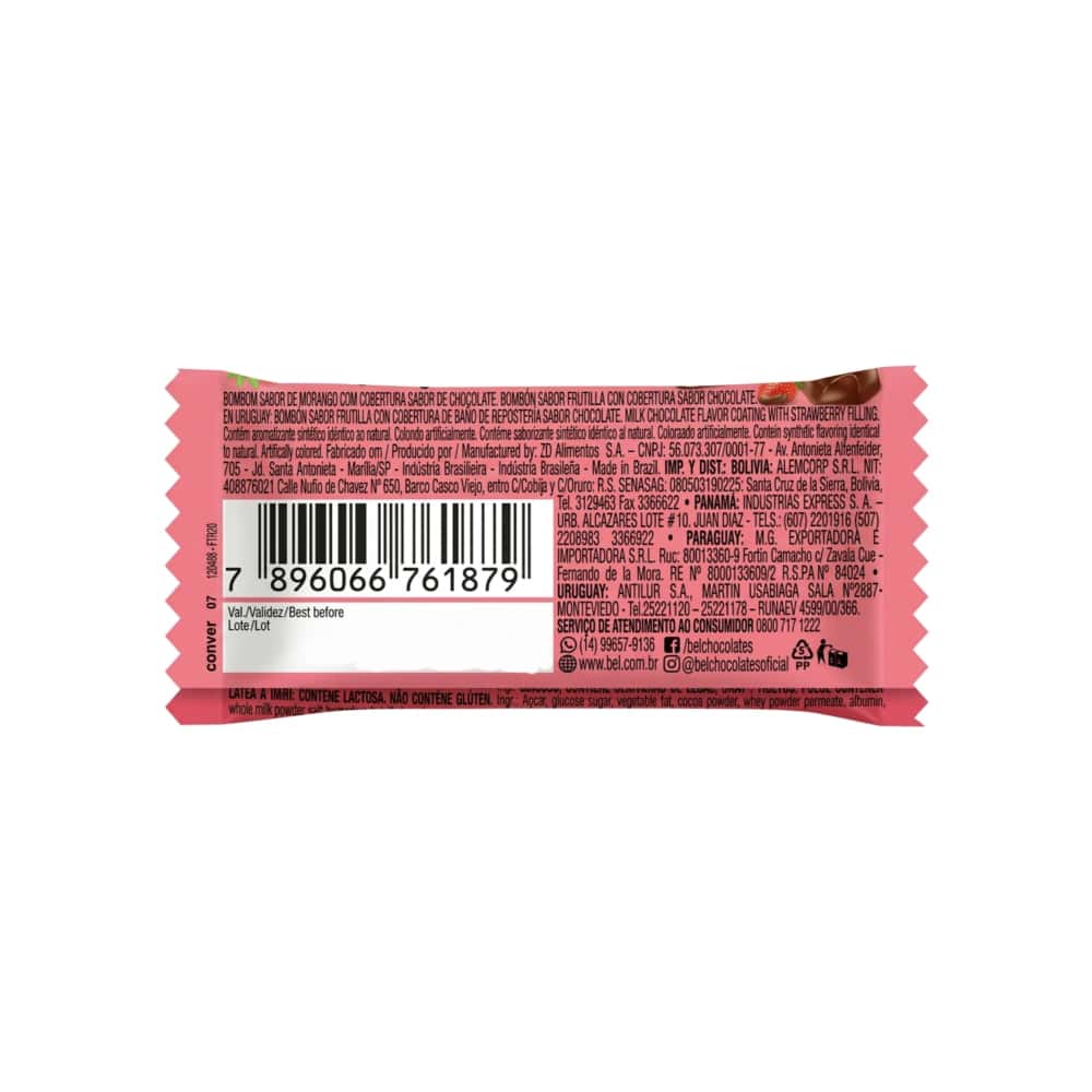 Bombón de chocolate relleno de crema de fresa Bel (9 g / 0.32 oz) - Miniatura 3