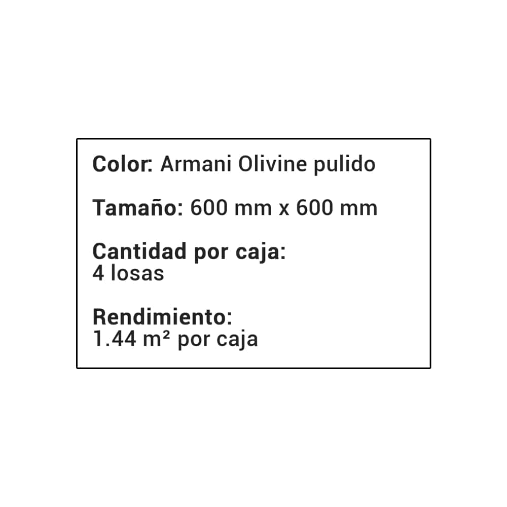 Caja de losas armani olivine pulido de porcelana esmaltada 600 mm x 600 mm Malu G-02 (4 U) - Miniatura 4