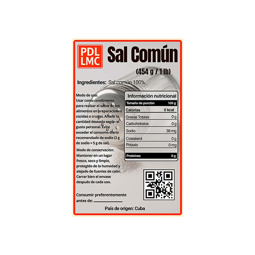 Sal fina común PDL LMC (454 g / 1 lb) - Miniatura 2