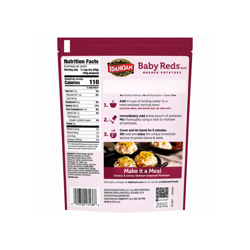 Puré instantáneo de papas rojas y russet con piel y mantequilla cremosa Idahoan (232.8 g / 8.2 oz) - Miniatura 2