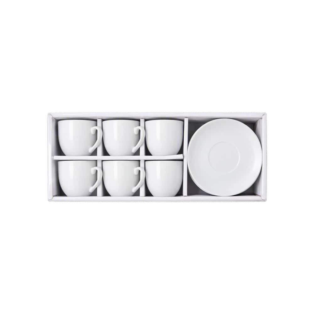Juego de tazas de café con plato de cerámica blanca Estone (6 U) - Miniatura 2