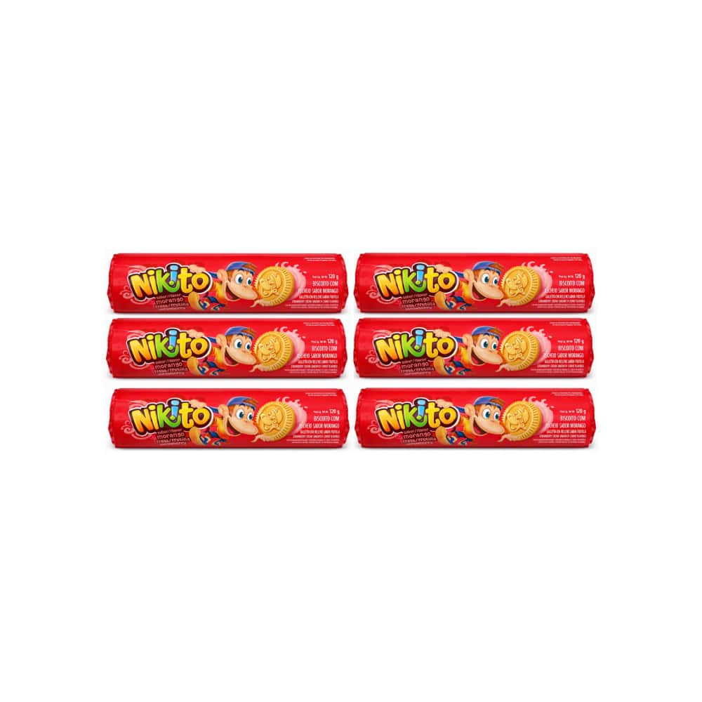 Galletas dulces con crema sabor fresa Nikito (6 x 120 g / 4.23 oz) - Miniatura 1
