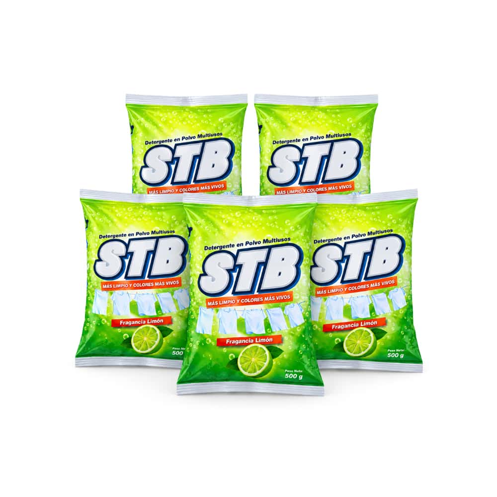 Detergente en polvo multiusos con fragancia a limón STB (5 x 500 g / 1.1 lb) - Miniatura 1