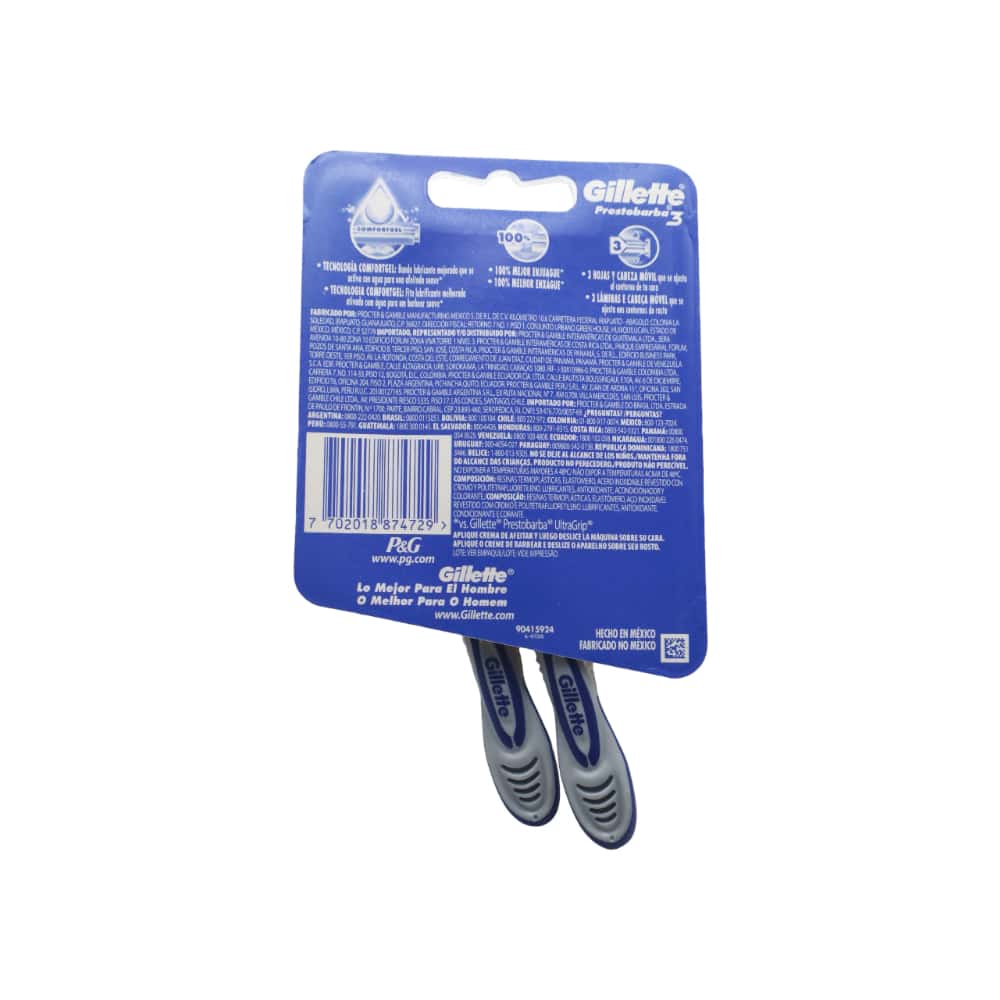 Maquinillas de afeitar Prestobarba3 Comfortgel Gillette (2 U) - Miniatura 4