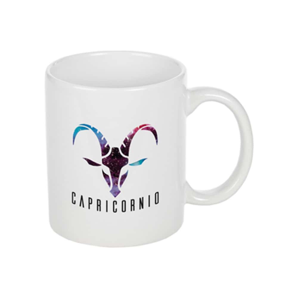 Taza - jarra - de cerámica de 330 ml color blanco con símbolo del zodiaco Capricornio CM - Miniatura 1