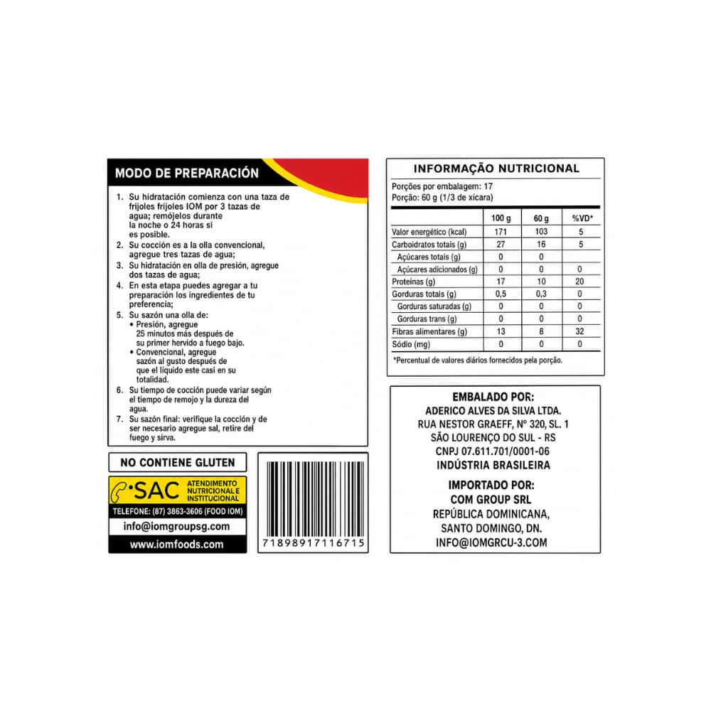 Frijol negro grupo 1 IOM Foods (1 kg) - Miniatura 3