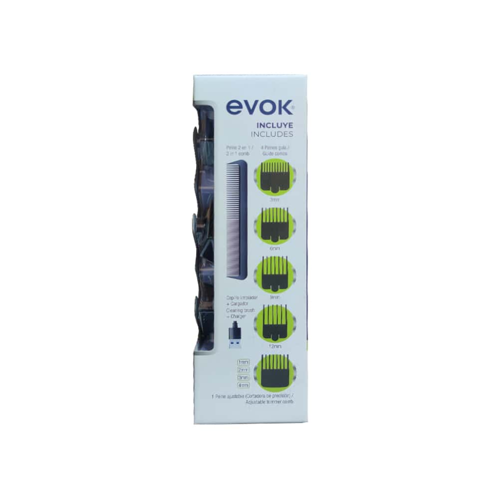 Set de máquina inalámbrica y recargable para cortar cabello incluye 6 cabezales de corte Evok - Miniatura 8