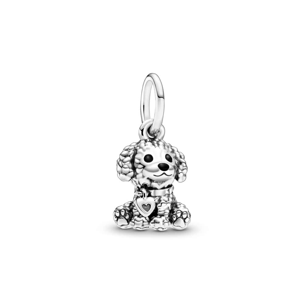 Charm colgante de plata S925 estilo Pandora cachorro de caniche - Miniatura 1