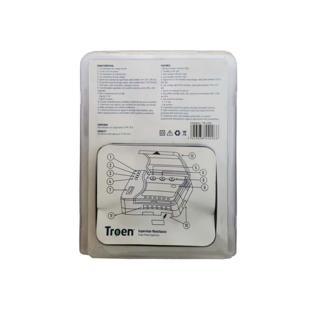 Protector de voltaje monofásico de línea de 220 V / 20 A Troen - Miniatura 3