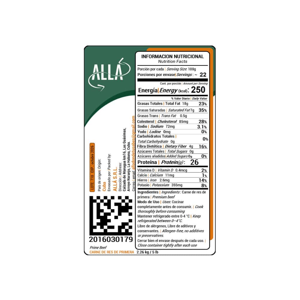 Carne de res de primera ALLÁ (2.27 kg / 5 lb) - Miniatura 4