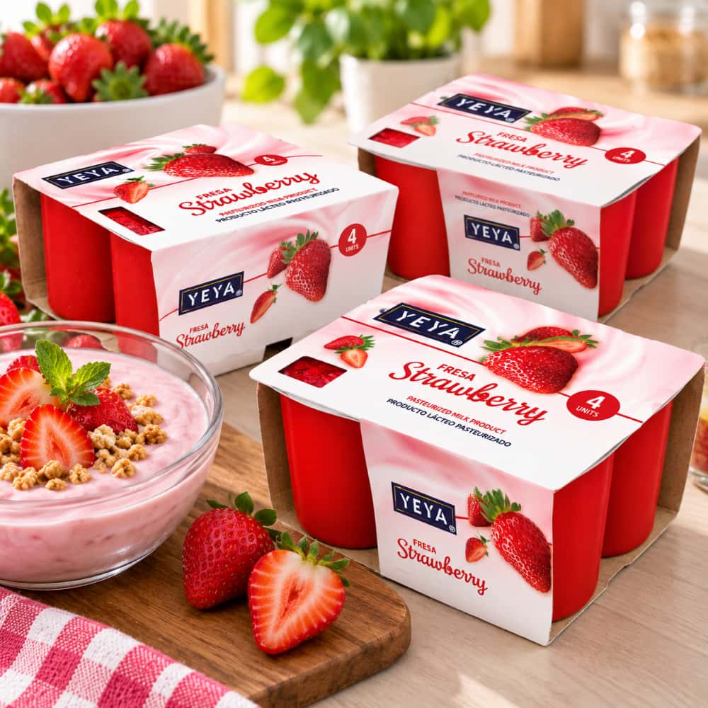 Yogurt pasteurizado sabor a fresa YEYA (24 x 125 g / 4.41 oz) - Miniatura 4