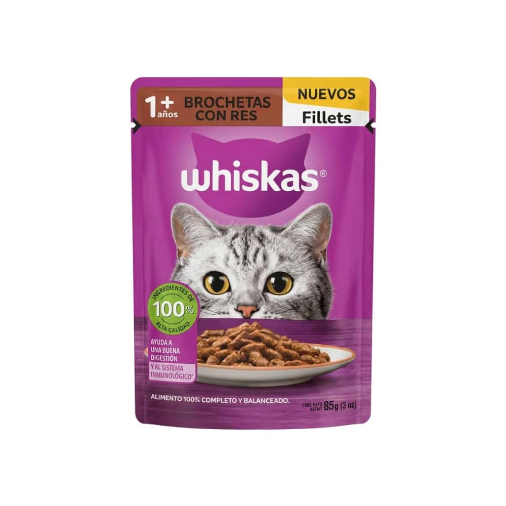 Comida para gatos adultos de brochetas con res Whiskas (85 g / 2.99 oz) - Miniatura 6