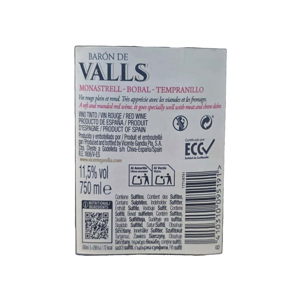 Vino tinto Barón de Valls (750 ml) - Miniatura 3