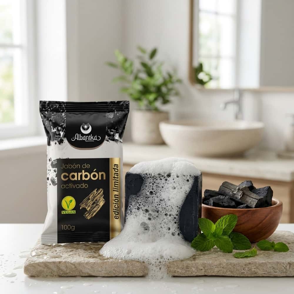 Jabón de carbón activado Albaraka (100 g / 3.53 oz) - Miniatura 4