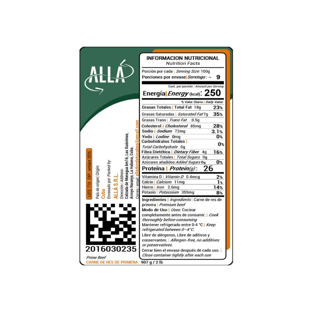 Carne de res de primera ALLÁ (907 g / 2 lb) - Miniatura 3