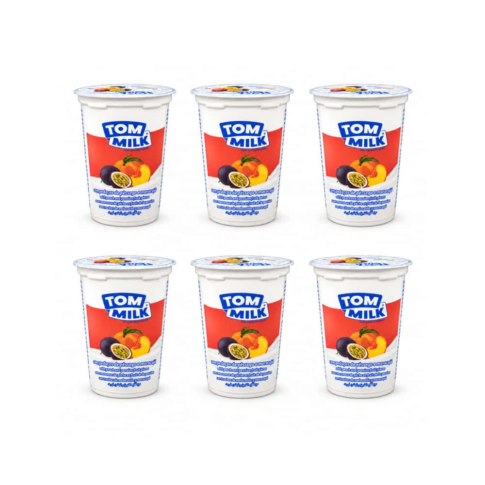 Yogurt pasteurizado sabor melocotón y maracuyá con trocitos de fruta Tom Milk (6 x 500 g / 1.10 lb) - Miniatura 1