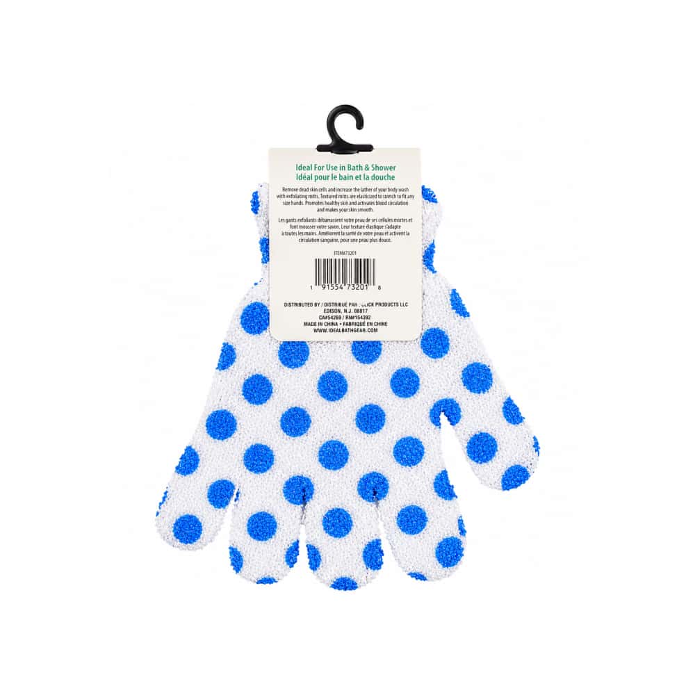 Guantes exfoliantes de baño de lujo con diseño de puntos azules Ideal Bath (1 u) - Miniatura 2