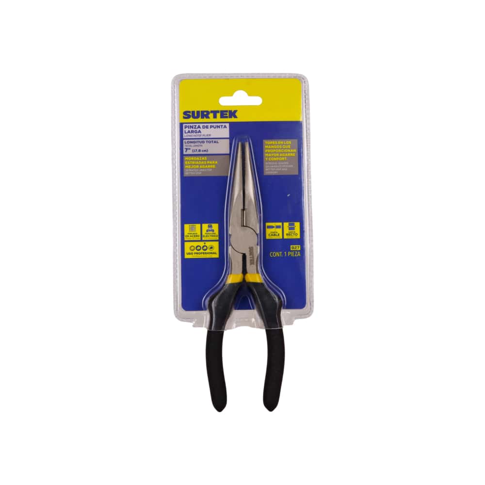 Pinza profesional para electricista de punta larga de 7" Surtek 927 - Miniatura 3