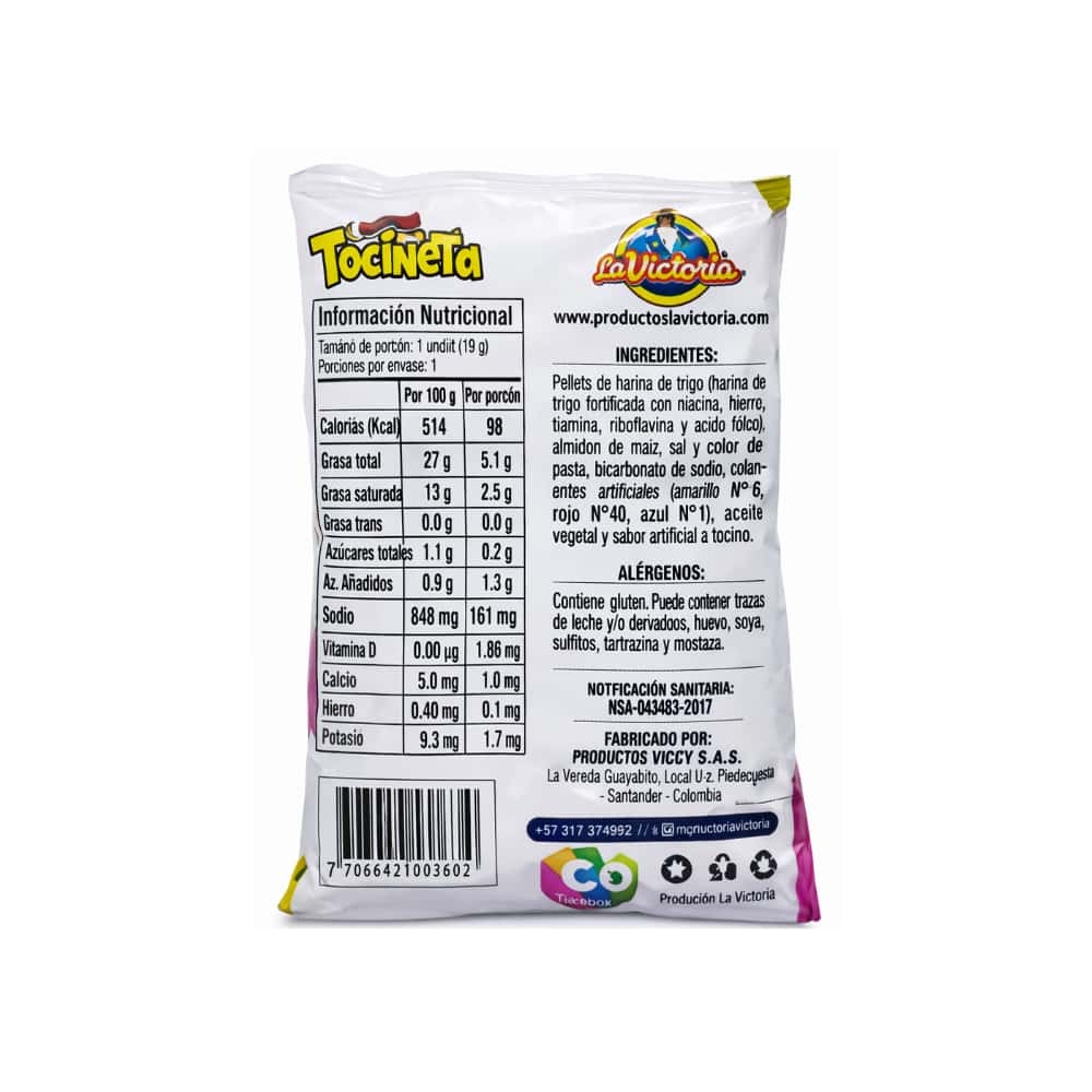Pellets tocineta sabor tocino Vicky (19 g) - Miniatura 2